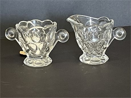 Vintage Heisey Mini Glass Creamer & Sugar Bowl