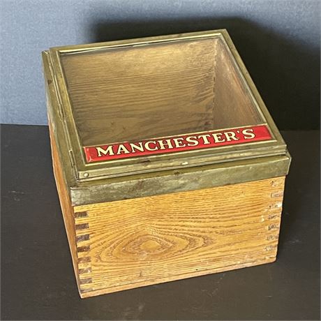 Antique Manchesters Glassed Door Cigar Humidor - 10x10x9