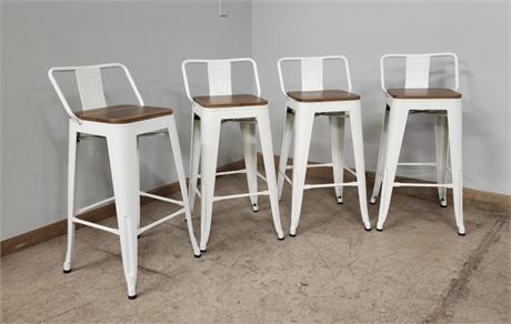 Metal & Wood Low Back Counter Stools - Seat Height 26"