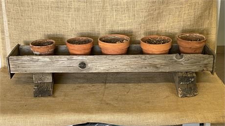 Weathered Wood Planter w/ Pots - 41"➡️