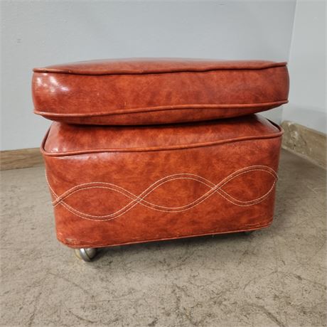 Vintage Footstool w/ Western Stiching - 17x17x15