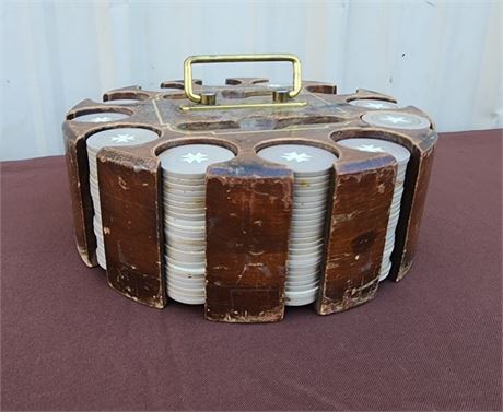 Vintage Poker Chips & Caddy