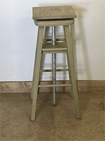 Antique Adjustable Wood Stool