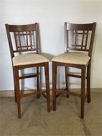 Wood w/ Upholstered Seat Bar Stools - 30" Seat Height