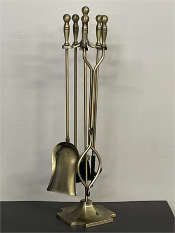 Brass Fire Tender Tool Set w/ Stand, 32" tall