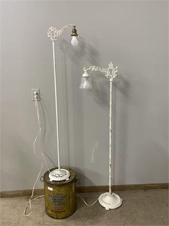 Vintage Cast Iron Floor Lamp Pair, 56" tall