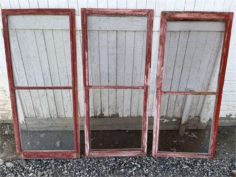 7 Old Wood Framed Window Screens