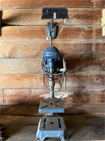 Vintage "Companion" Brand Drill Press and Wall Mount Work Light
