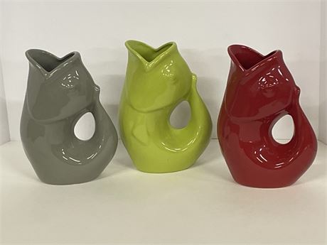 Gurgle Pot Fish Pitcher Trio