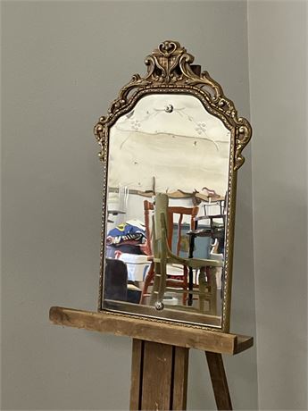 Antique Wall Mirror w/ Detail Etching - 13x24