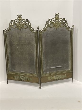 Unique Antique Fire Screen w/ Pattern in Screen - 28x27