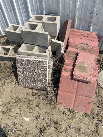 Cinderblocks and red walk pavers