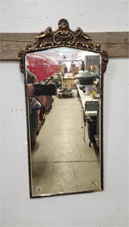 Antique Wall Mirror w/ Detail Etching - 13x28