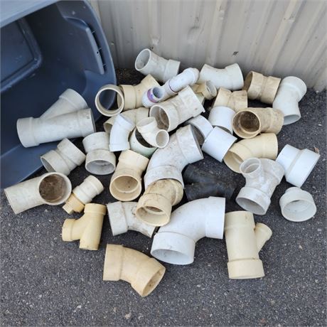 Assorted PVC Elbows & Bin - 37pcs