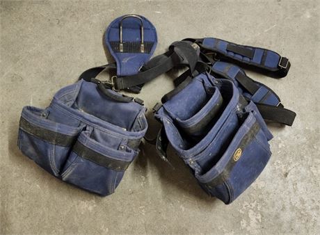 H-D Canvas Double Carpenters Bags w/ Shoulder Straps