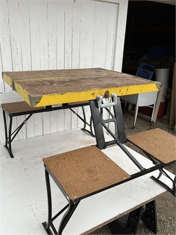 Vintage 1970'S Folding Handy Picnic Table & Chair Set Milwaukee Stamping Co.
