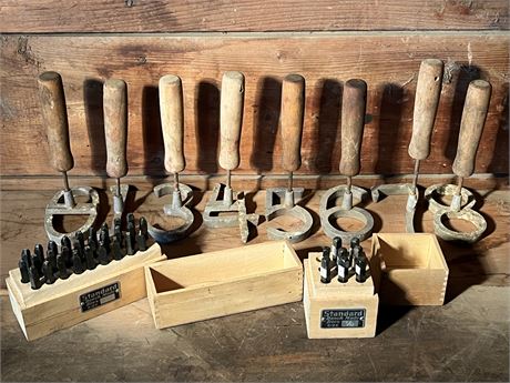 Vintage 1/8" Alphabet 1/8" Number Standard Bench Made Dies & Branding Iron Set