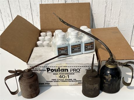 Oilers and a Case+ of Poulan Pro 40:1 Two Cycle Engine Oil