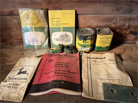 Some Old John Deere Operator's Manuals, Tins, etc.