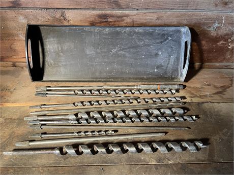 COLLECTION OF VINTAGE LARGE SIZED AUGER DRILL BITS