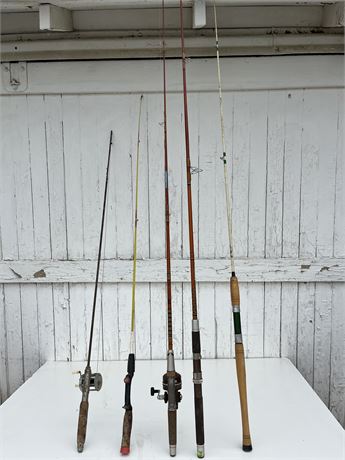 Selection of Old Rods and Reels/Hiawatha/South Bend/Daiwa