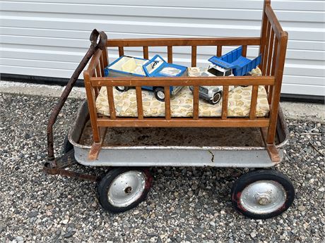 TIRED OLD WAGON-TOY TRUCKS-DOLL CRADLE