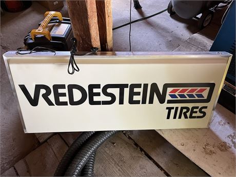 VREDESTEIN TIRES Plastic and Metal Light Up Advertising Sign