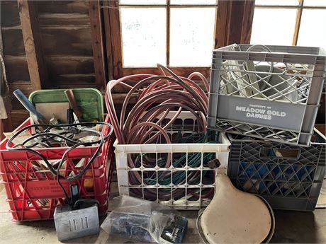 Four Milk Crates Filled With Miscellaneous Stuff