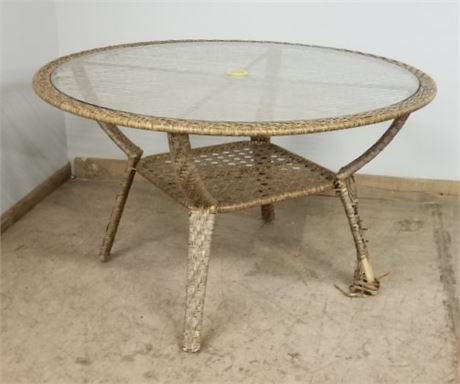 Metal Woven Wrapped Glass Top Patio Table - 48" Diameter