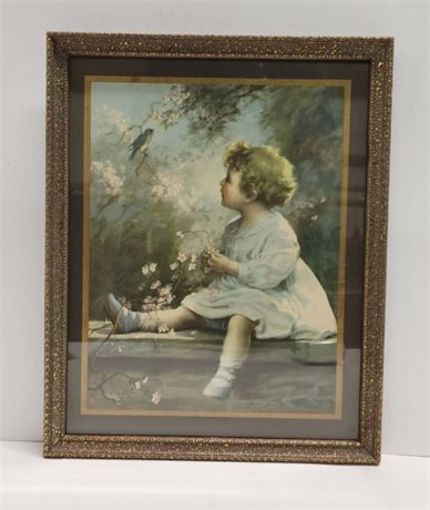 Vintage Framed Zula Kenyon Print - 13x16