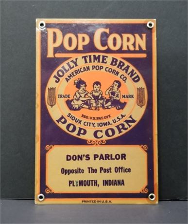 Jolly Time Popcorn Metal Sign - 6x9
