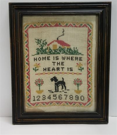 Framed Embroidered Wall Hanger - 14x17