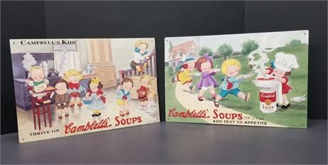 Campbell Soup Metal Sign Pair - 16x10