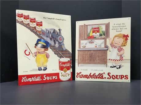 Campbell Soup Metal Sign Pair - 12x14