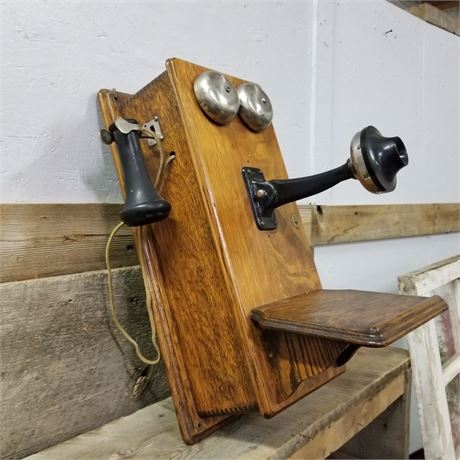Antique Wood Wall Phone