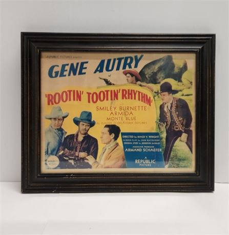 Vintage Framed Gene Autry Poster - 17x13