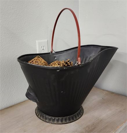 Antique Coal Bucket w/ Pine Cones