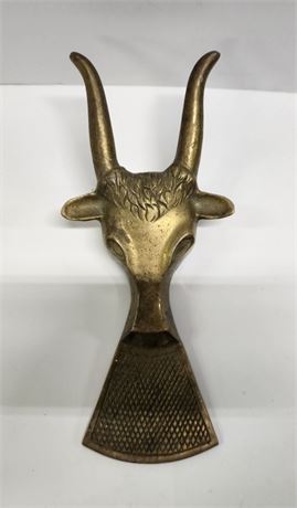 Vintage Solid Brass Longhorn Steer Boot Jack/ Paperweight/ Doorstop