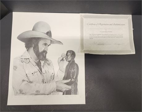 Colin Patterson Print of Bill Rains Signed by Both w/ Certificate - 13x6