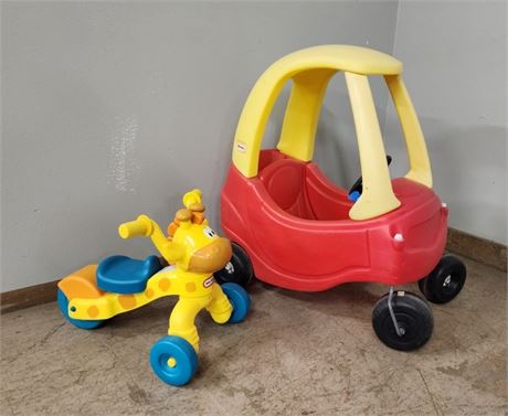 Little Tykes Push Car & Tricycle Pair