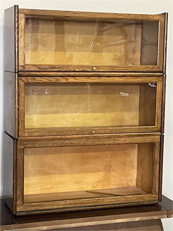 Antique Oak Stackable Barristers Cabinet - Needs TLC - 34x12x42