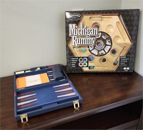 Backgammon & Michigan Rummy Board & Game