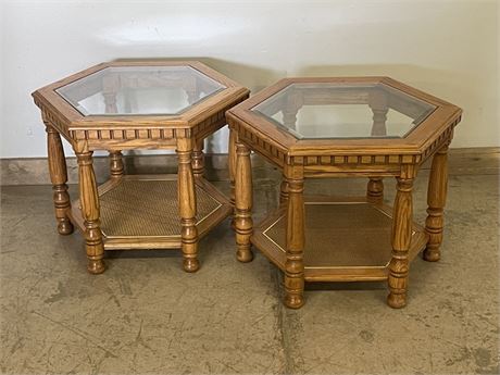 Glass Top Accent Table Pair - 27x27x20