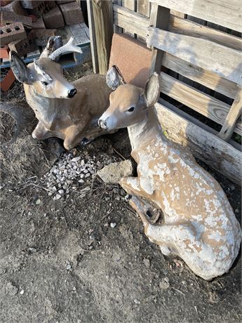 Two concrete deer… Need a little TLC