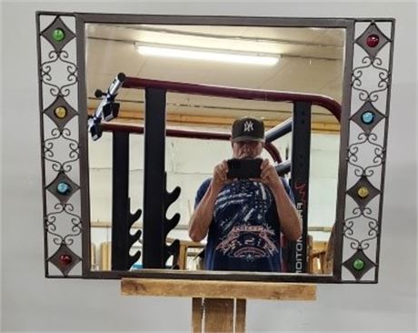 Modern Heavy Metal Wall Mirror - 32x24