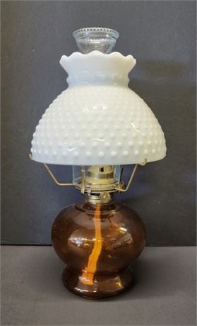 Vintage Oil Lamp w/ Milk Glass Shade