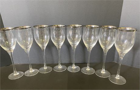 Vintage Wine Glass Set w/ Gold Rim