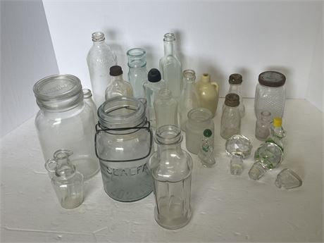 Antique Collectible Food Jars & Misc Bottles