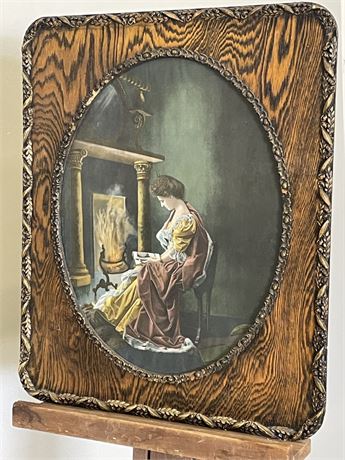 Antique Oak Wood Framed Print - 21x25