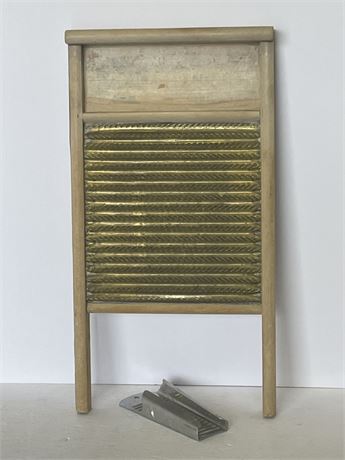 Large Antique Washboard & Mitt - 13x24